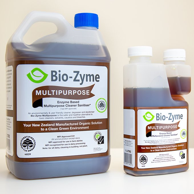 Bio-Zyme Multipurpose 5L and 1L on a table