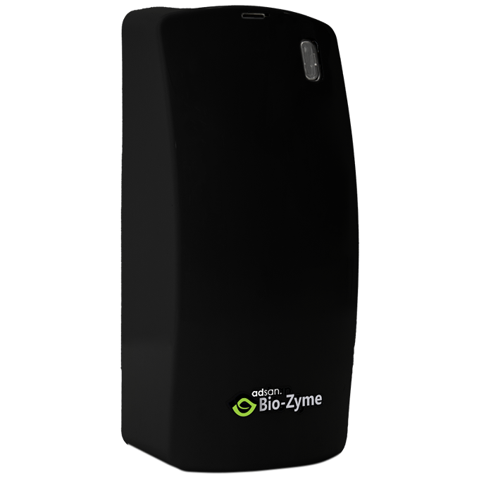 Bio-Zyme Urinal/Toilet Dispenser black angled with no background